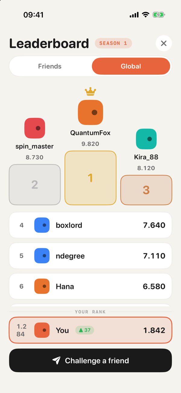 90° Game Game Center leaderboard