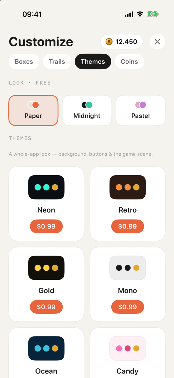 90° Game app-wide themes